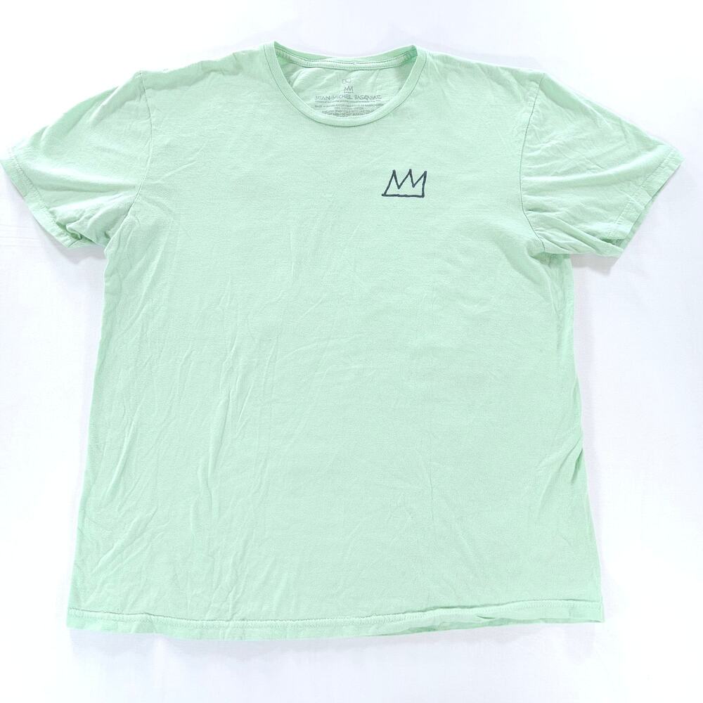 Jean-Michel Basquiat Licensed Art Graphic T-Shirt Sz L Mint Green Crown Artestar